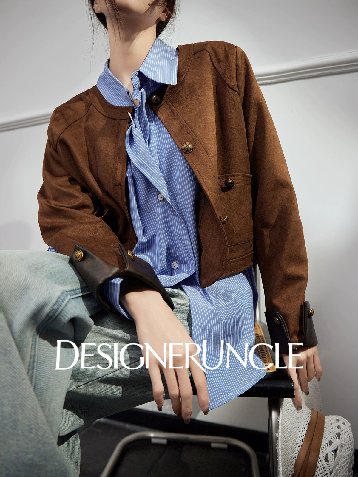 DGU| Coffee Retro Lapel Design Sense Fashion Niche Light Luxury Niche Top Jacket - HOLY.