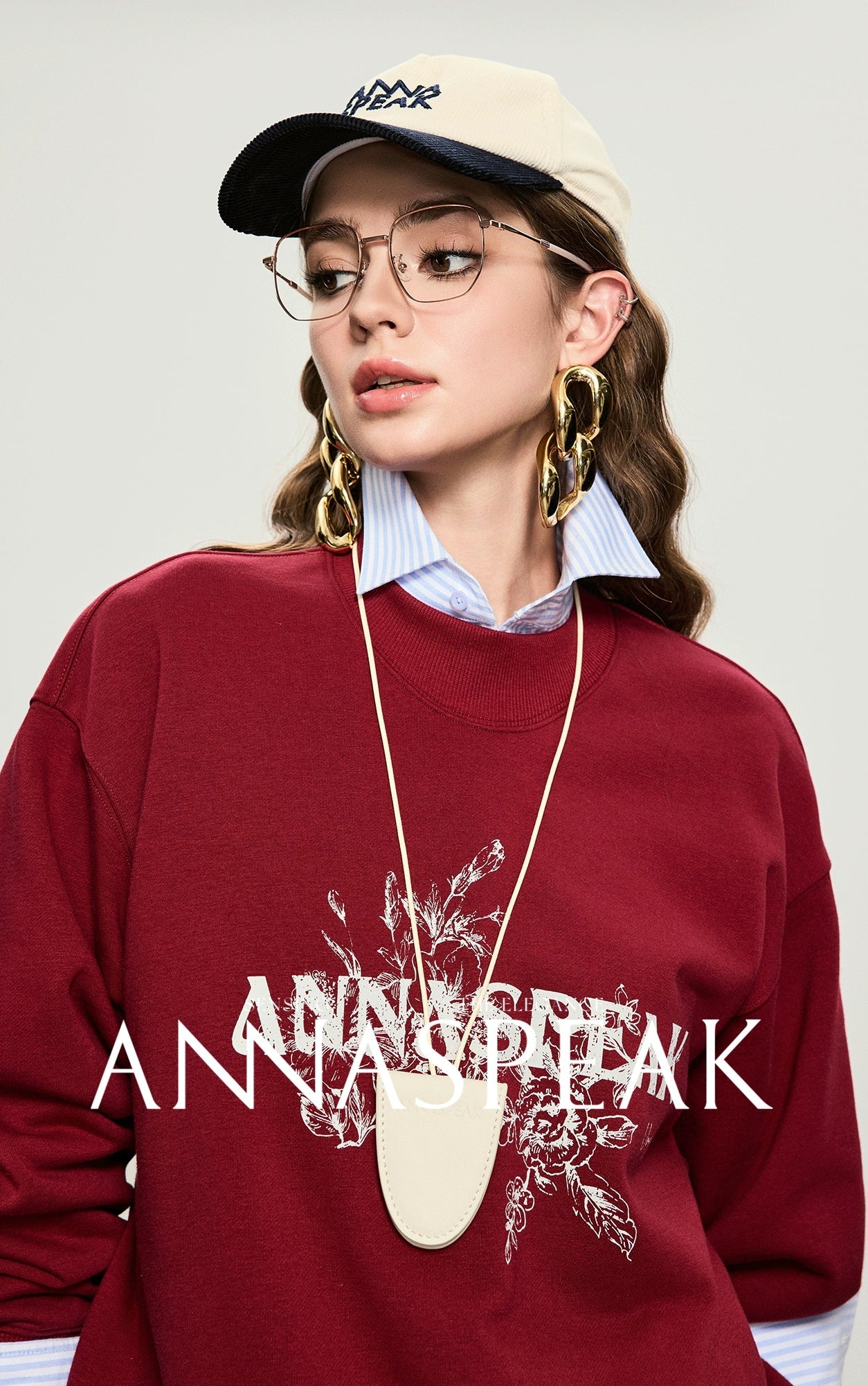 ANNASPEAK crew neck mottled distressed printed sweatshirt-PAMP.