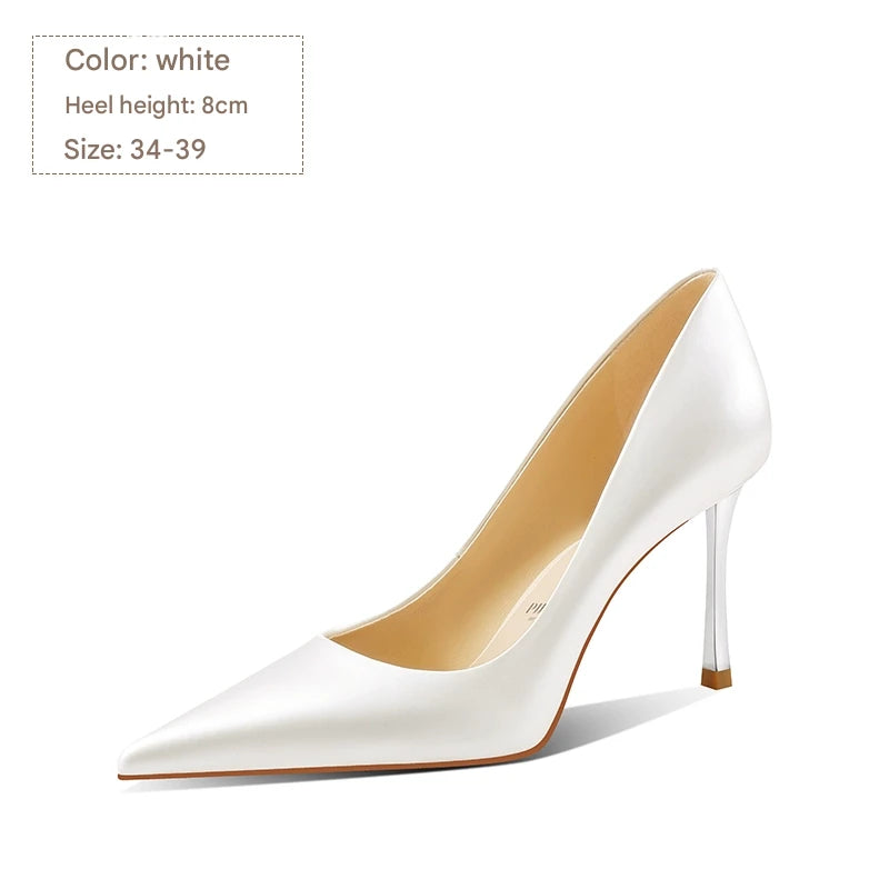 PJJUU white satin high heel shoes  - LOKI.