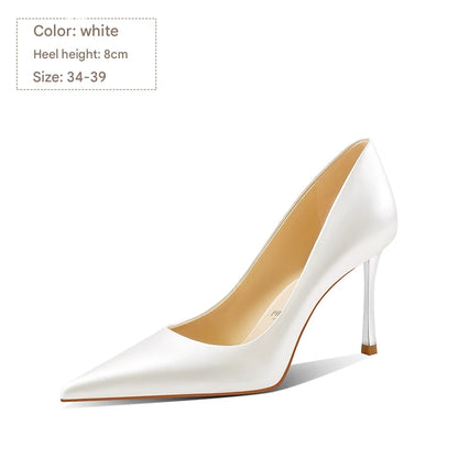 PJJUU white satin high heel shoes  - LOKI.