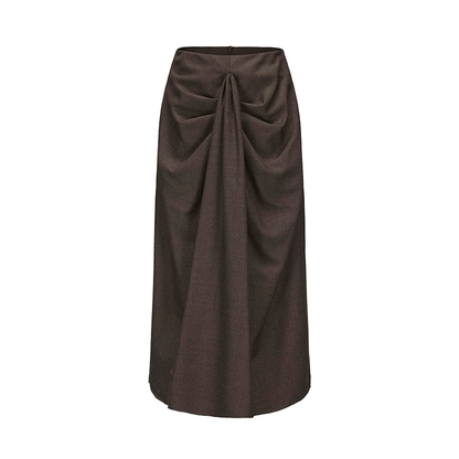 ATELIER MISS LU Fall/Winter shirred tailoring design sheep wool skirt - BEATRIX