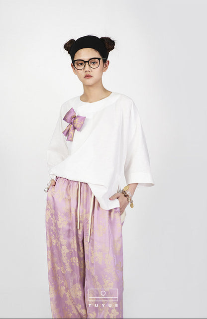 TUYUE White Simple Three-quarter Sleeve Top - BAMBI.