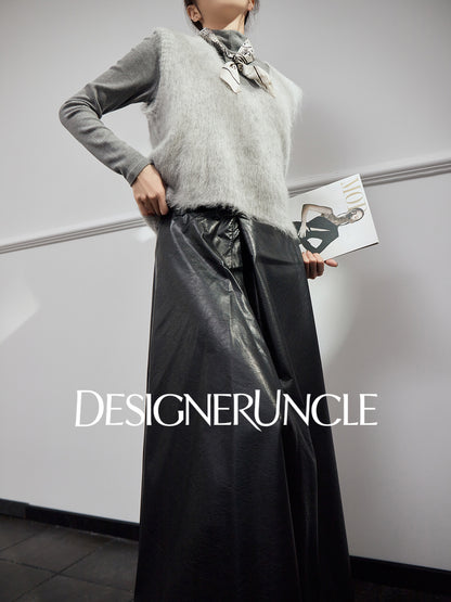 DGU "Qi Mist" light gray plush outer wear versatile commuter slimming top - HIGG.