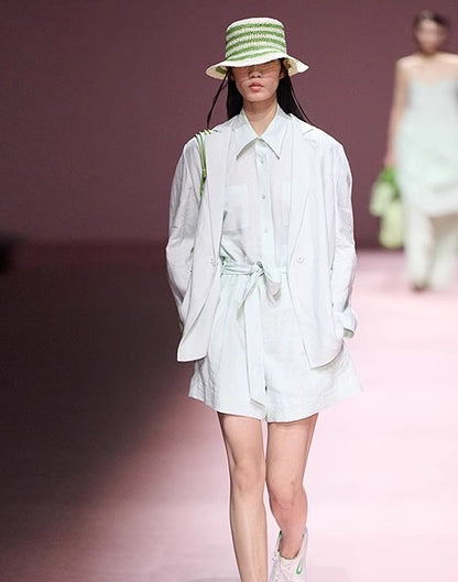COMME MOI Lv Yan designer summer high-tech linen suit - GRACE.
