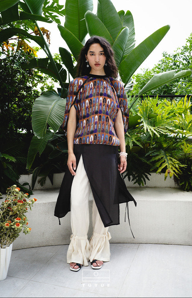 TUYUE Ivory elastic waist drawstring foot bloomers pants - MABEL.