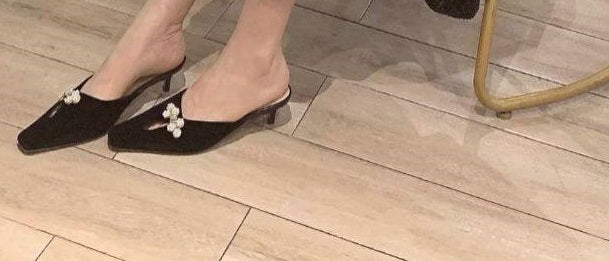 B-FEI black square toe kitten heeled Chinese shoes-OILU.