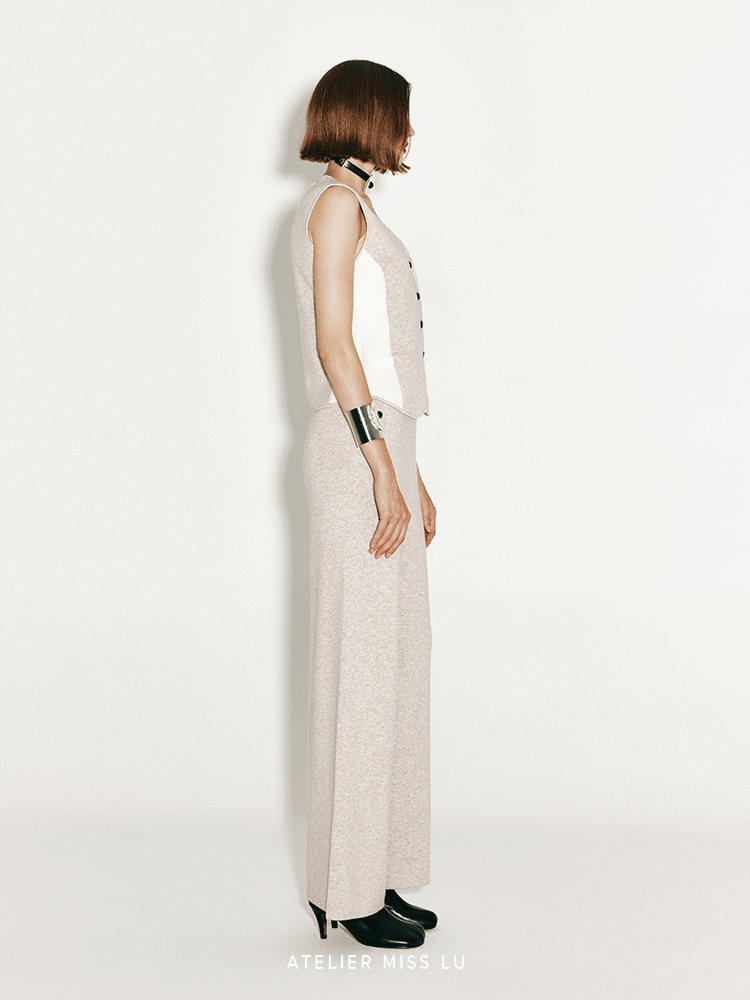 ATELIER MISS LU Fall/Winter cashmere and wool-blend wide-leg straight-leg pants- FIADH
