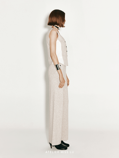 ATELIER MISS LU Fall/Winter cashmere and wool-blend wide-leg straight-leg pants- FIADH