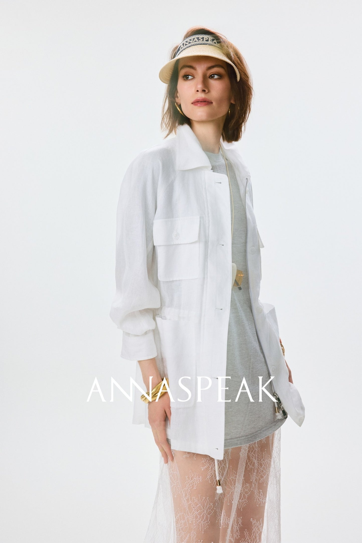 ANNASPEAK  linen light drawstring shunting jacket-SAYE.
