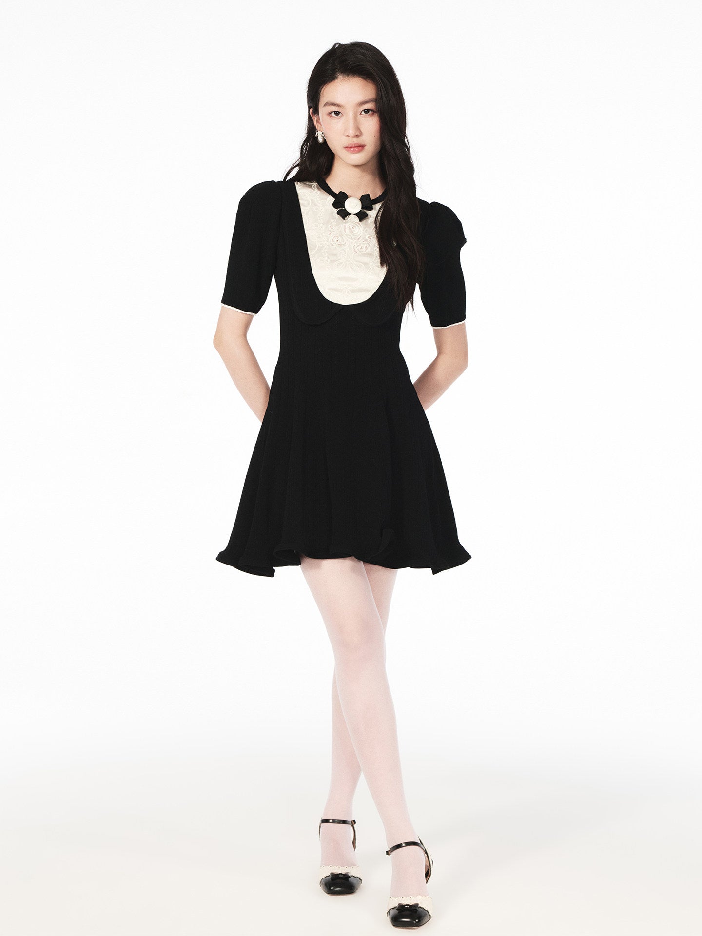 FAME Black ruffled knit dress - ELLA