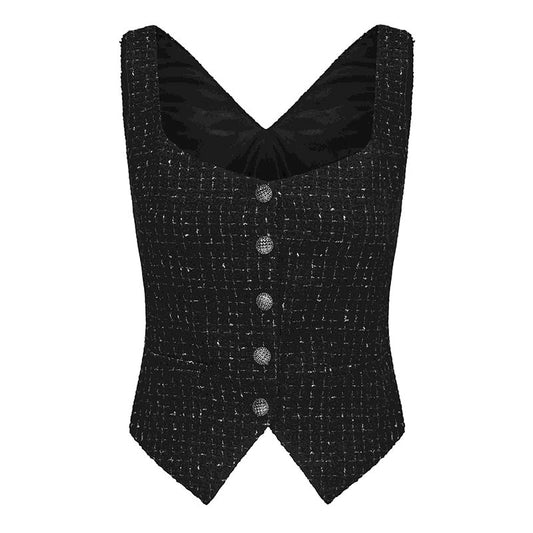 ATELIER MISS LU French Tweed Cropped Vest Top - MAKER
