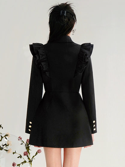 CHECOCRE Love Commuting Slimming Single-breasted Suit Little Black Dress - MAYA