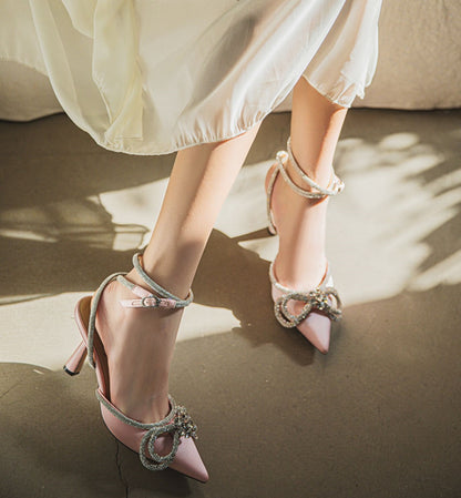SHOESZOOO Strap French Pointed-toe Stiletto Heel- MEDIA.
