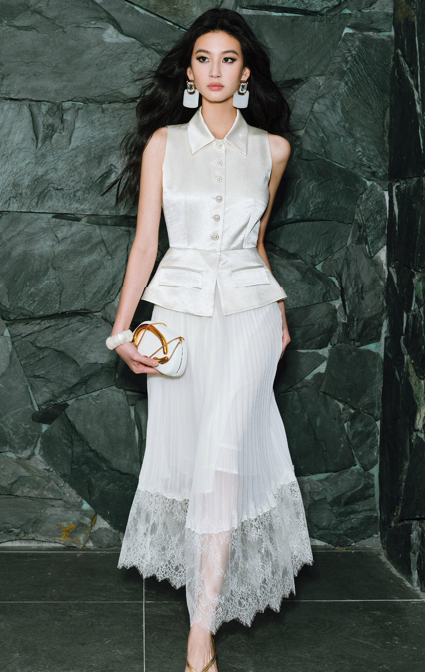 WANGXO Frost Pleat French Dress  - ESMEE.