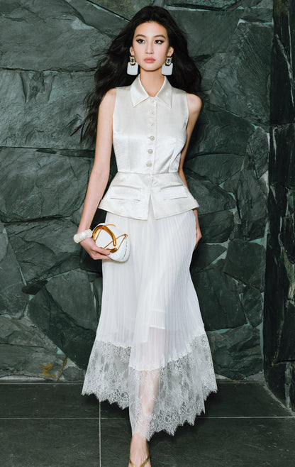 WANGXO Frost Pleat French Dress  - ESMEE.