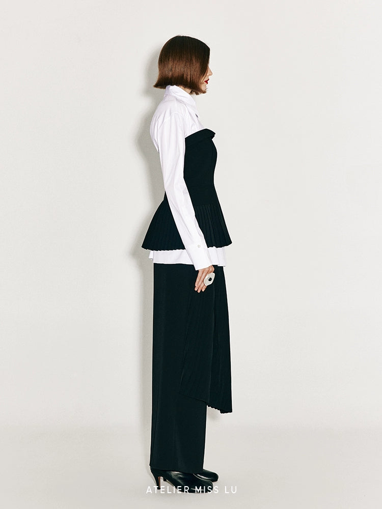 ATELIER MISS LU Fall/Winter pleated panelled A-line bandeau top - KENNY.