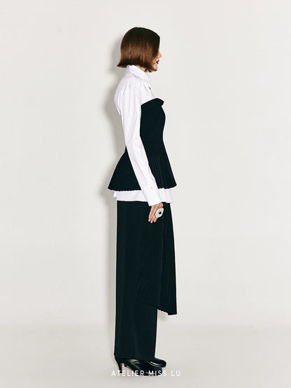 ATELIER MISS LU Fall/Winter pleated panelled A-line bandeau top - KENNY.