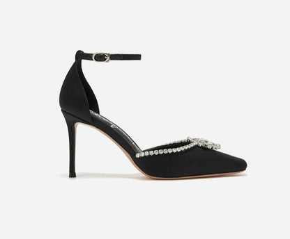 SHOESZOOO French Ankle Strap Stiletto Square Toe Crystal High Heels - MYSELF.