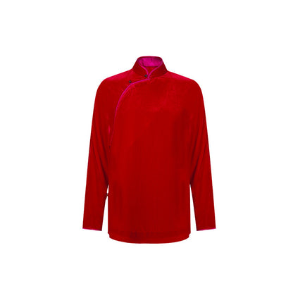 TUYUE silk velvet New Year red improved dressing robe top - TASHA.