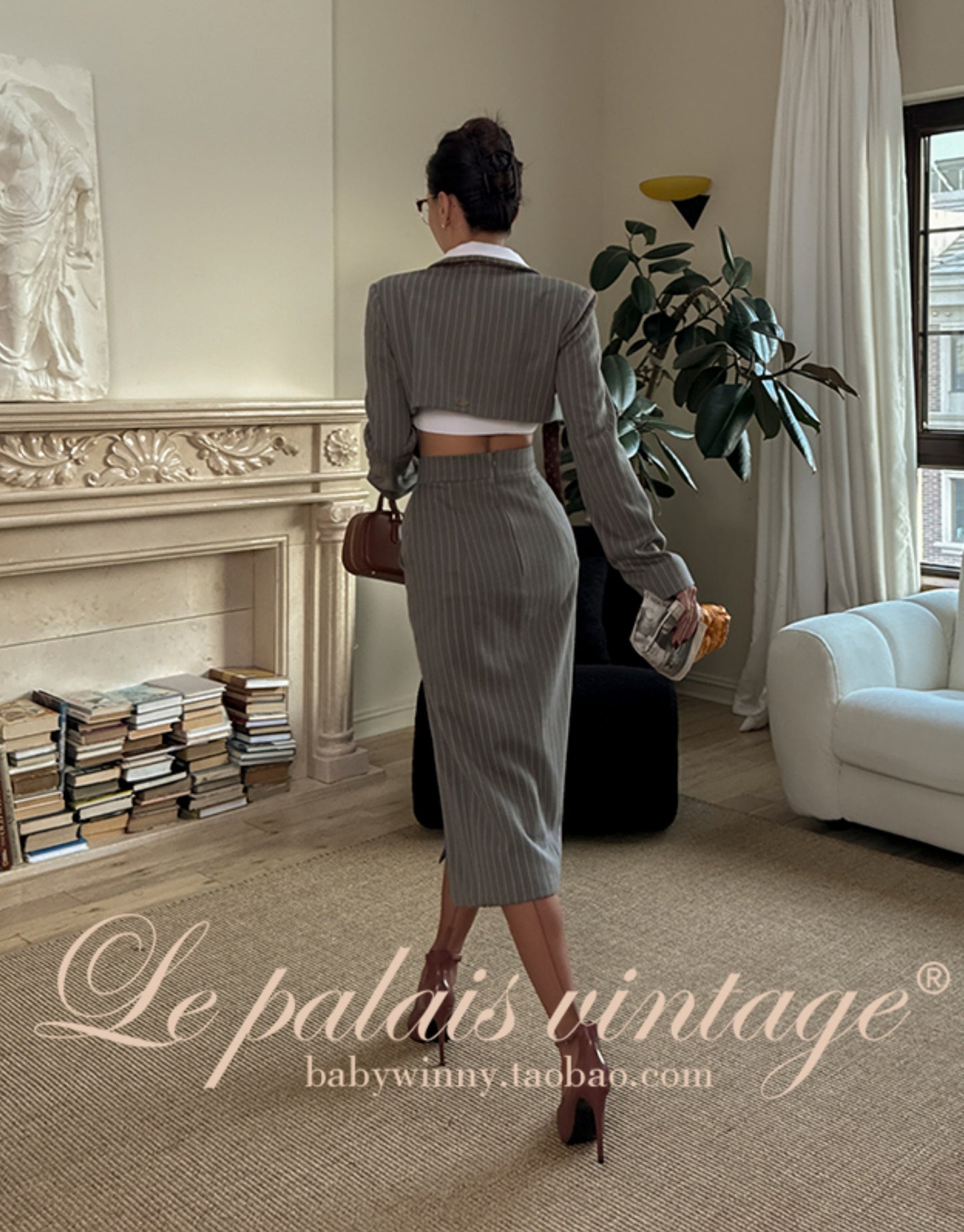 Le palais vintage style slim short jacket and hip skirt- MAY
