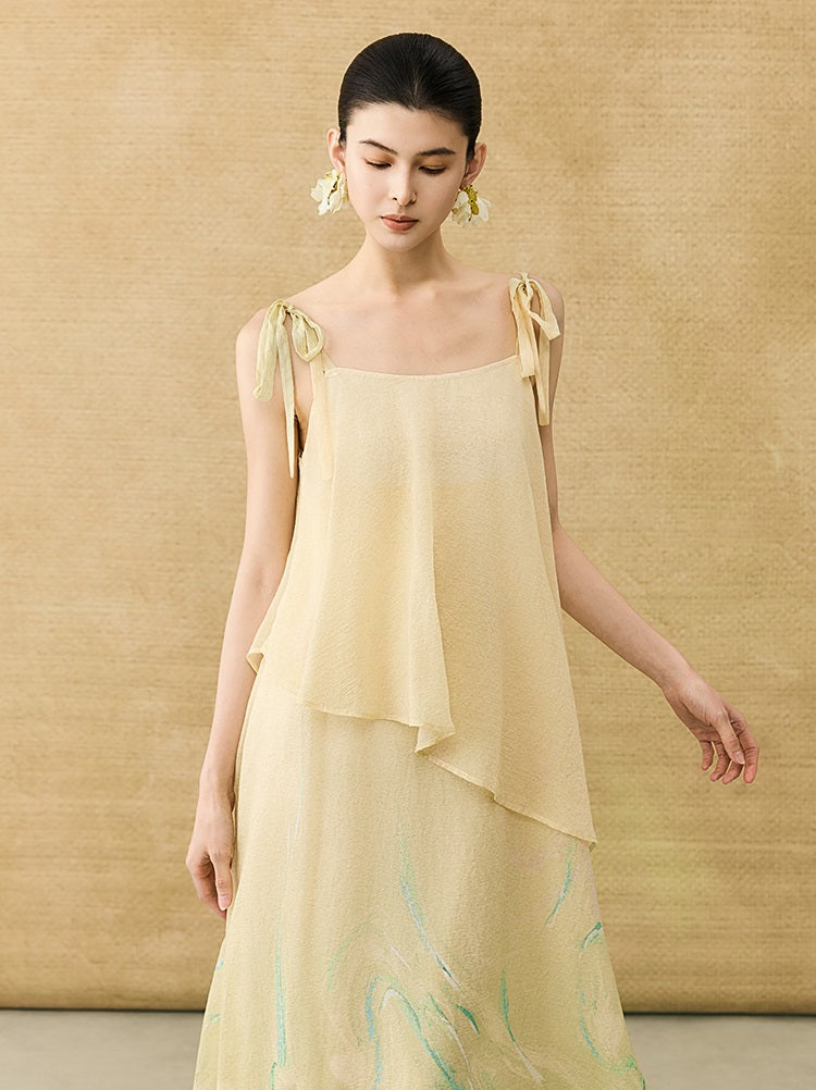 HECO Chinese Layered  Summer Smudge Temperament Long dress- ZING.