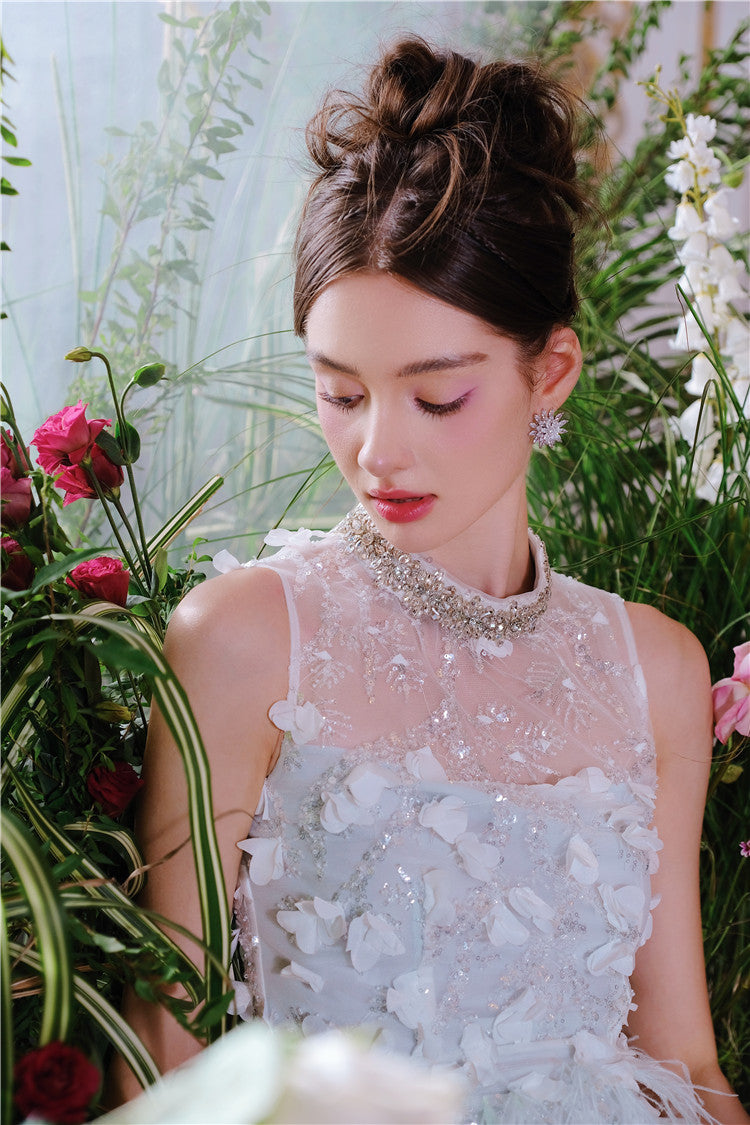 Wardrobes by Chen Luxury Sliver Butterfly Shaped Diamond Earrings-Fola