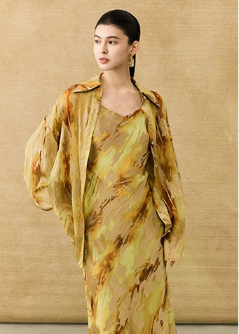 HECO Chinese National Style Burning Flower Slightly Transparent shirt- STROK.