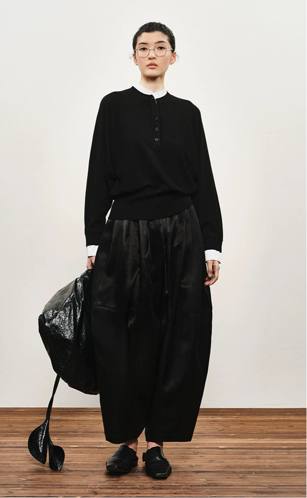 ZHUCHONGYUN two-piece stand-up collar knitted long-sleeved top-ROXY.