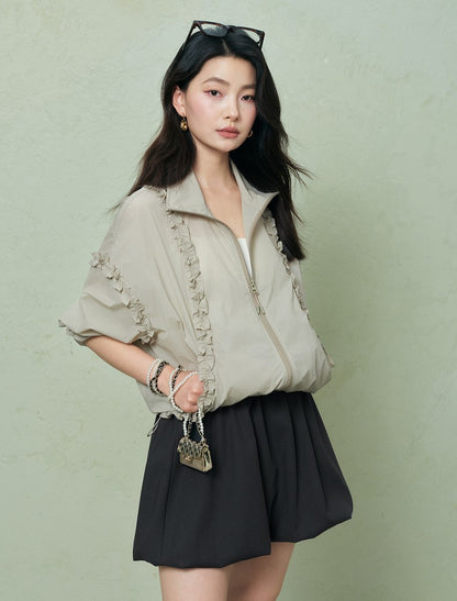 SUSHE Trim Drawstring Jacket-CARA