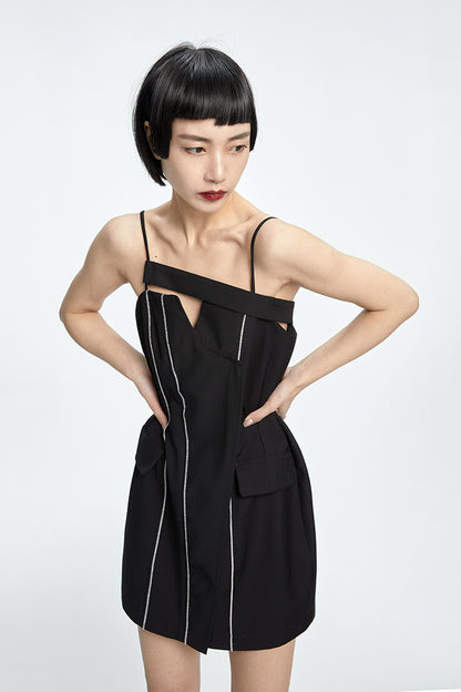 TINY IN curved waist irregular slip short Dress-JOJO