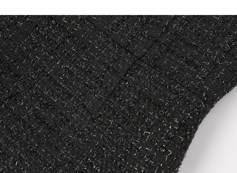 Autumn New French Classic Black Tweed Sleeveless Dress - Naui