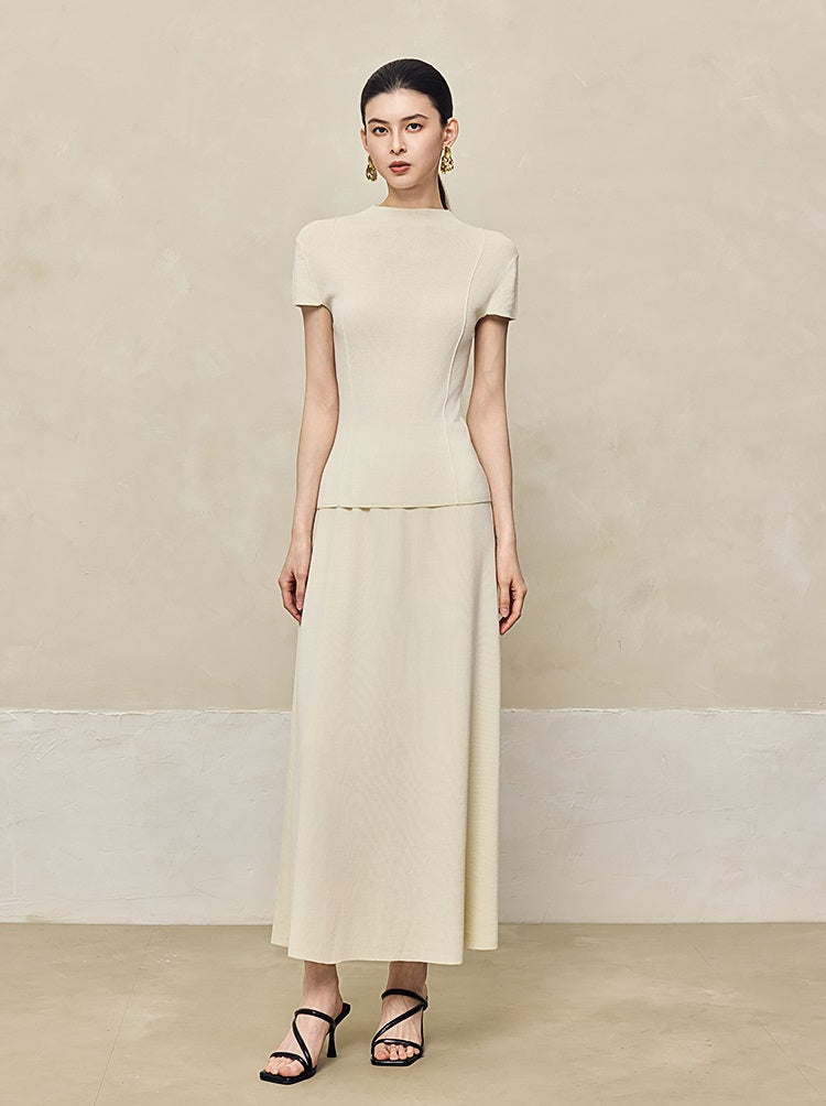 HECO High-waisted Draped Maxi Tencel Knitted Skirt - THERE.