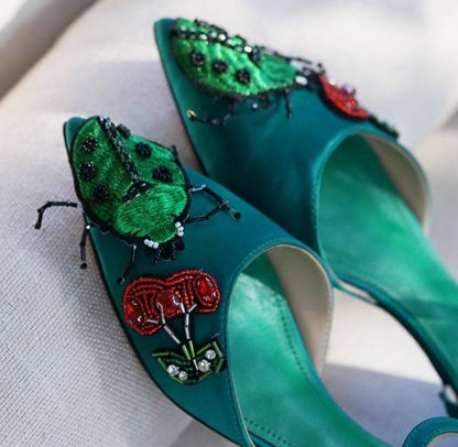 B-FEI Spring/Summer Pointed-Toe Embossed Sandals-POICH.