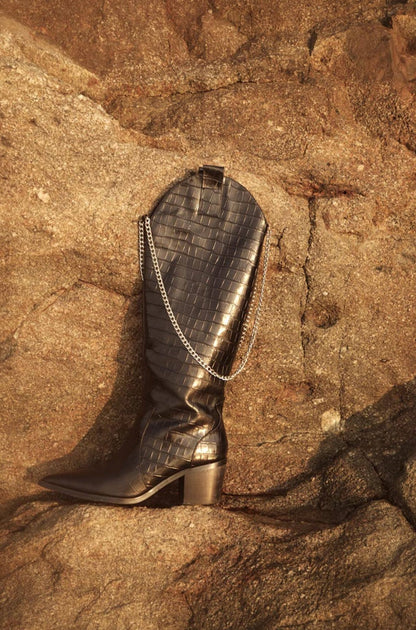 B-FEI mid-heeled high cowboy boots-YING.