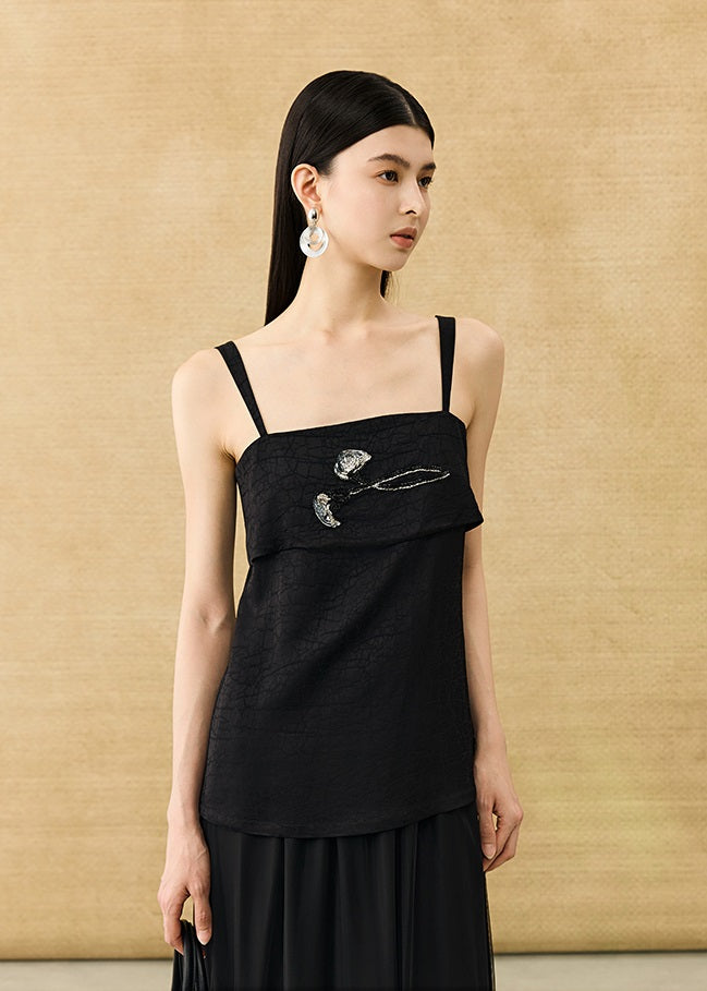 HECO Chinese style calla lily bead embroidered camisole  top - BENE.