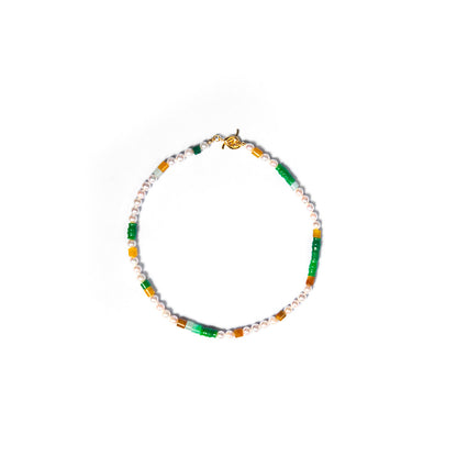 TUYUE Chinese style pearl jade necklace clavicle chain- BISHOP