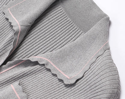 WANGXO | Custom Needle Matte Linen Stripes Slim Knitted Dress -SÉLI.