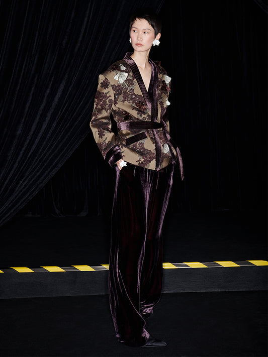 M essential Mackay designer brown tassel beaded broad-shouldered Jacket top - Soliy.