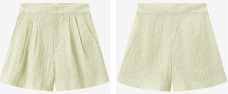 COMME MOI L summer women's yellow striped shorts - SALOME.