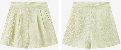 COMME MOI L summer women's yellow striped shorts - SALOME.
