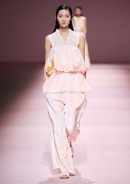 COMME MOI Lv Yan designer summer women's fashion tassel fabric slippers - HAILE.