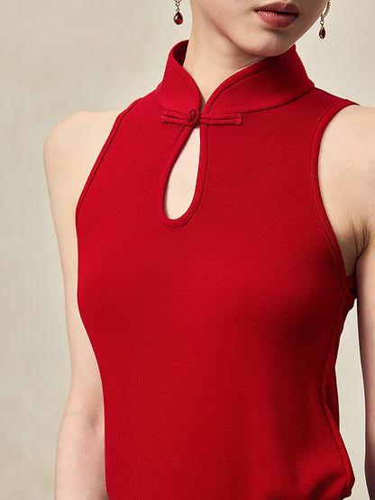 HECO Disc Buckle Knitted Sleeveless Top- ANGLES.