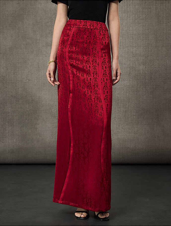 HECO Calligraphy Jacquard A-Line Elegant Skirt - SPIRIT.