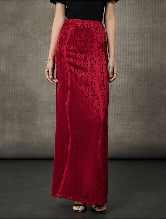 HECO Calligraphy Jacquard A-Line Elegant Skirt - SPIRIT.