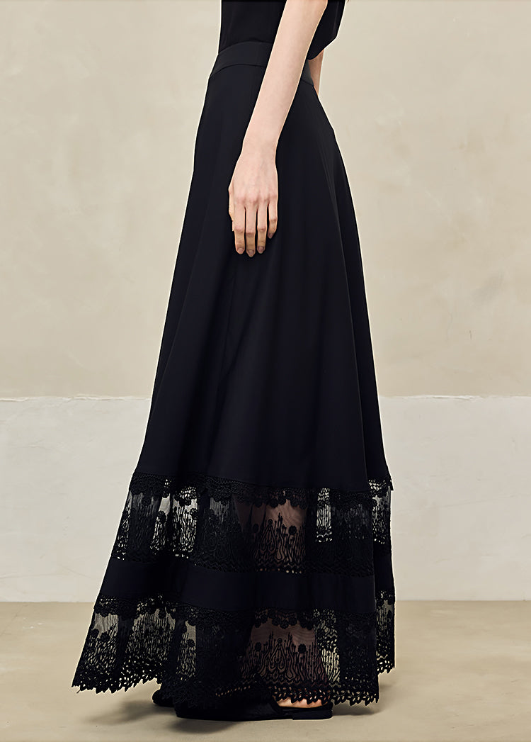 HECO Acetate Hollow Lace A-line Long Skirt women - FLOW.