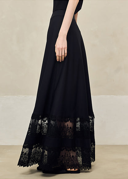 HECO Acetate Hollow Lace A-line Long Skirt women - FLOW.