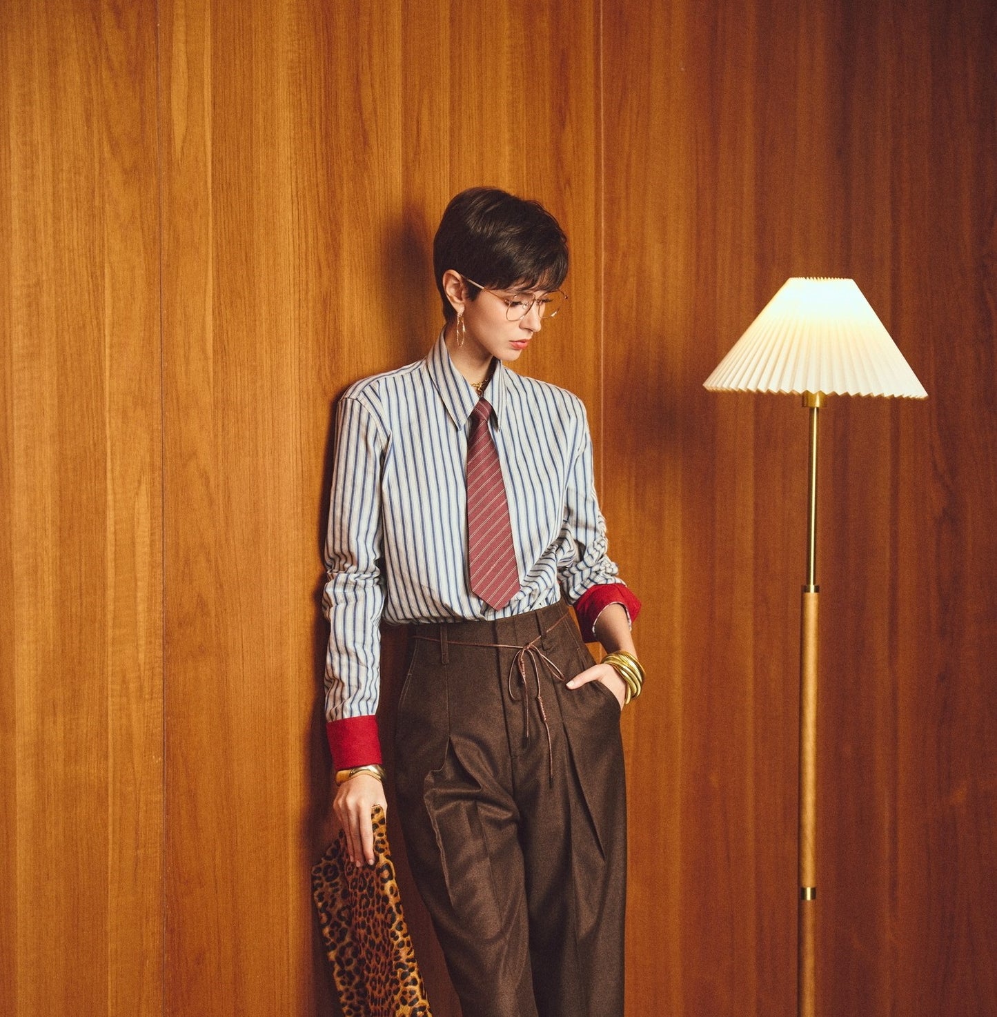 ANNASPEAK cotton up-and-down loose slimming striped long-sleeved long shirt-KILO.