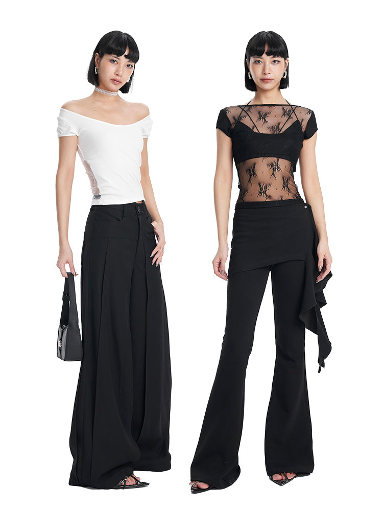 TINY IN  Short Lace Sexy One-Shoulder Top-NAM