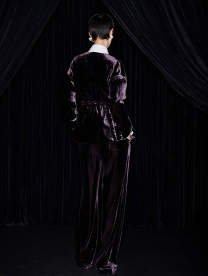 M essential Mackay designer fuchsia velvet jacket - silver