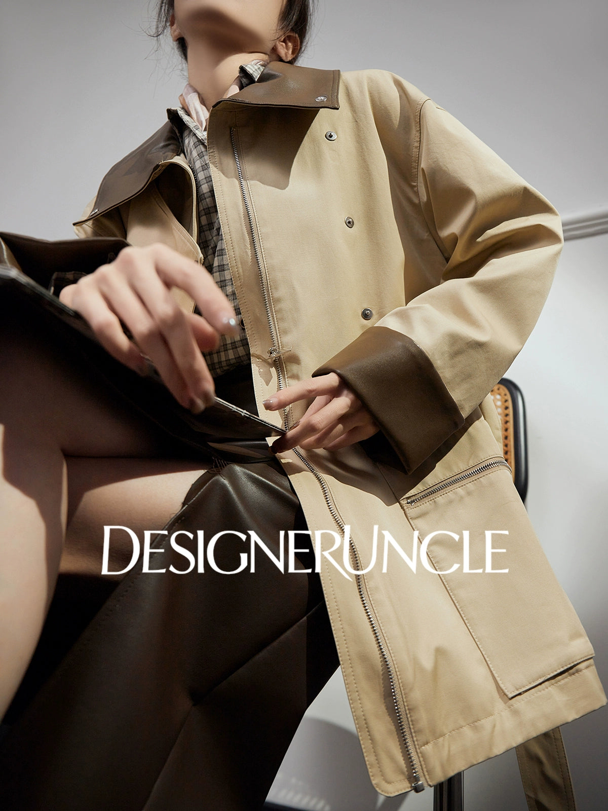 DGU "Oak" Korean trench mid-length loose British style high-end jacket - David.